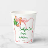 Gobelets En Papier Lucky in love trèfle ruban de la nuptiale (Recto)