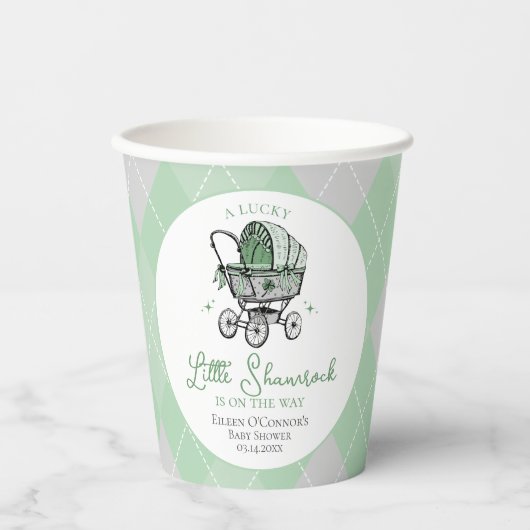 Gobelets En Papier Lucky Little Shamrock St patrick Baby shower (Recto)
