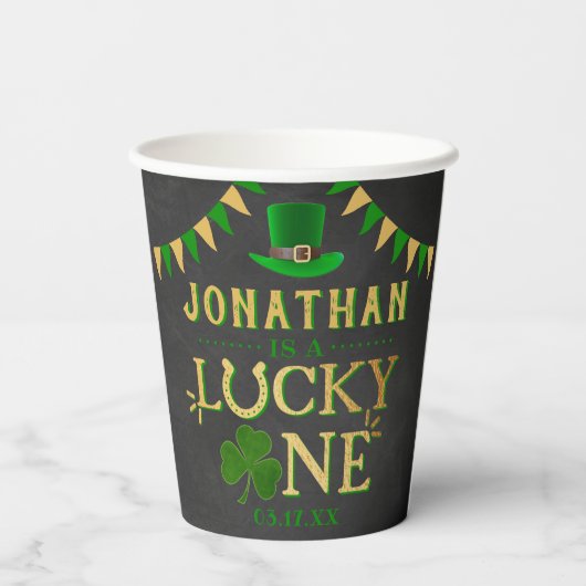 Gobelets En Papier Lucky One St. Patrick's Day 1er anniversaire (Verso)