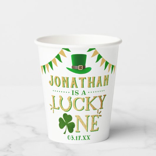 Gobelets En Papier Lucky One St. Patrick's Day 1er anniversaire (Verso)