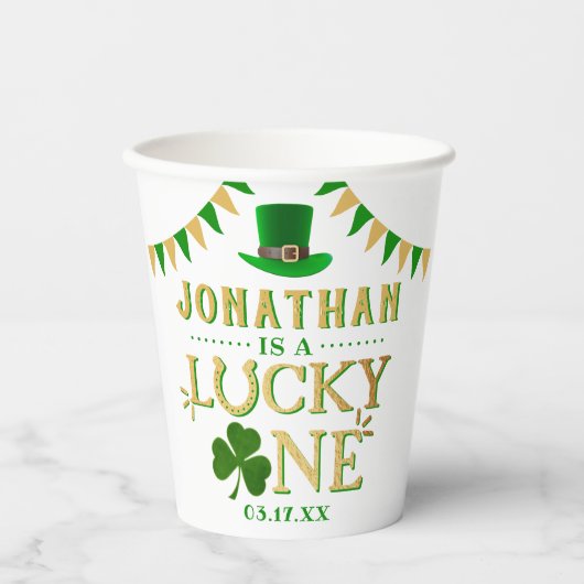 Gobelets En Papier Lucky One St. Patrick's Day 1er anniversaire (Recto)