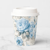 Gobelets En Papier Lumière Artistique Pastel Roses Bleus (Verso)