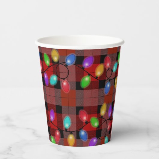 Gobelets En Papier Lumières De Noël Sur Plaid (Verso)