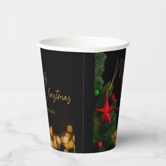 Gobelets En Papier Lumières dorées Joyeux Noël moderne (Droite)