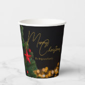 Gobelets En Papier Lumières dorées Joyeux Noël moderne (Recto)