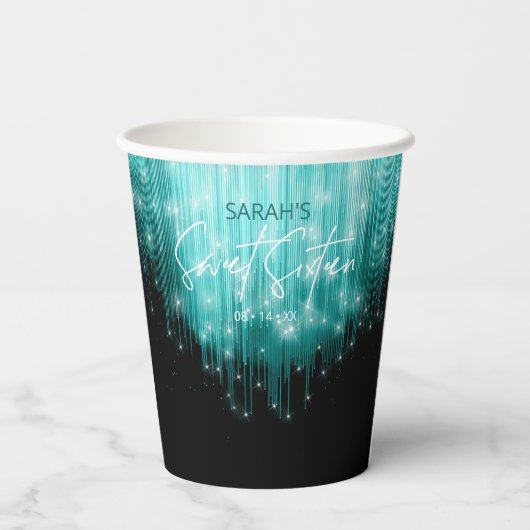 Gobelets En Papier Lumières en cascade Sweet 16 ID Turquoise790 (Verso)
