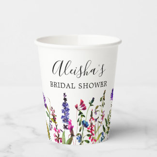 Gobelets En Papier Lun de mariage aux fleurs sauvages