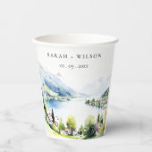 Gobelets En Papier Lungern Switzerland Watercolor Landscape Wedding (Recto)