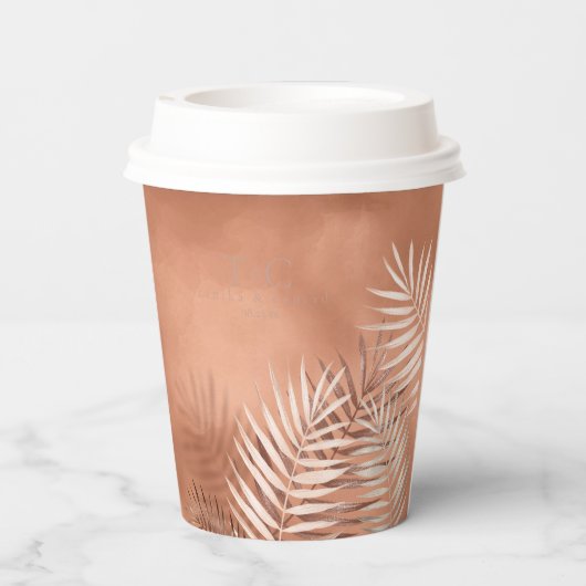 Gobelets En Papier Lush Palm Leaf Mariage Terra Cotta ID956 (Verso)