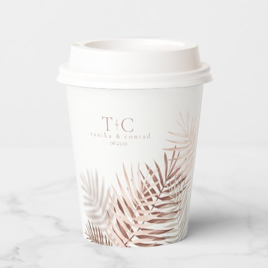 Gobelets En Papier Lush Palm Leaf Mariage Terra Cotta/Wht ID956 (Verso)
