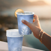 Gobelets En Papier Lush Palm Leaf Wedding Windsor Blue ID956