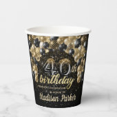Gobelets En Papier Luxe 40e anniversaire Black Gold personnalisé (Recto)