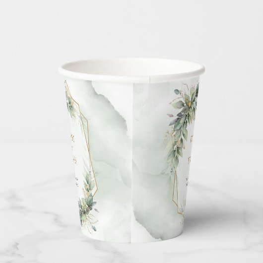 Gobelets En Papier Luxuriante végétation eucalyptus et mariage or (Droite)