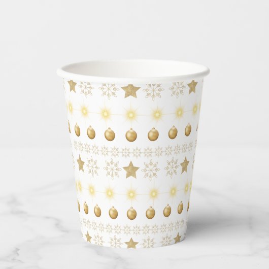 Gobelets En Papier Luxury Gold & White Christmas (Recto)