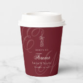 Gobelets En Papier Luxury Old Money Monogram Red Calligraphy Wedding (Verso)