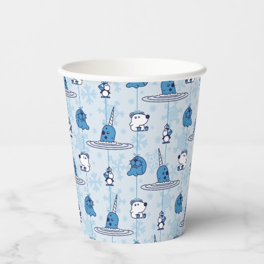 Gobelets En Papier M. Narwhal Blue Snowflake Motif (Verso)