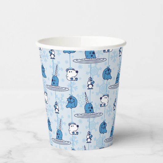 Gobelets En Papier M. Narwhal Blue Snowflake Motif (Gauche)