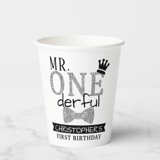 Gobelets En Papier M. ONEderful 1er anniversaire (Recto)