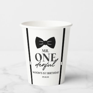 Gobelets En Papier M. ONEderful Bowtie Première fête d'anniversaire