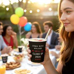 Gobelets En Papier Ma promotion de fin d'études 2026 Étoiles Rouges C