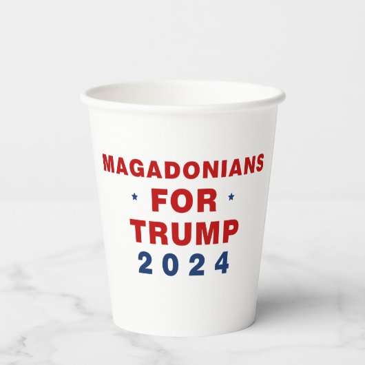 Gobelets En Papier Magadoniens pour Trump 2024 Rouge bleu (Verso)