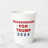 Gobelets En Papier Magadoniens pour Trump 2024 Rouge bleu (Recto)