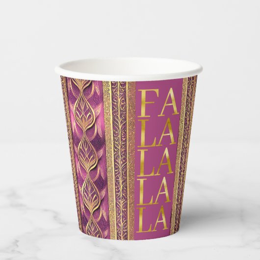 Gobelets En Papier Magenta Gold Fa Noël La La Motif#27 ID1009 (Recto)