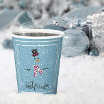 Gobelets En Papier Magic and Wonder Christmas Snowman Blue ID440<br><div class="desc">Belle tasse en papier de Noël avec un bonhomme de neige stylisé encadré en blanc sur un arrière - plan bleu cadet parsemé de flocons de neige et d'étoiles. Une élégante typographie tendance de "Magic and Wonder" complète le design. Ajoutez votre nom pour personnaliser si vous le souhaitez. Recherchez ID440...</div>