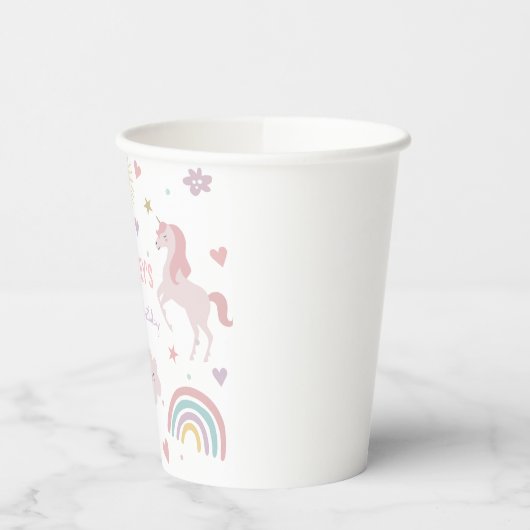 Gobelets En Papier Magic Pastel Unicorn Rainbow Birthday Party (Gauche)