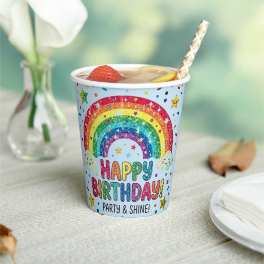 Gobelets En Papier Magical Rainbow birthday party Paper (Insitu)