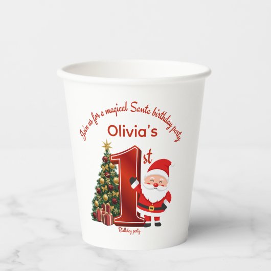 Gobelets En Papier Magical Santa Birthday Design for Kids (Recto)