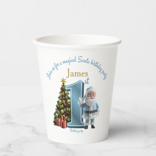 Gobelets En Papier Magical Santa Birthday Invitation – 1st Birthday (Recto)