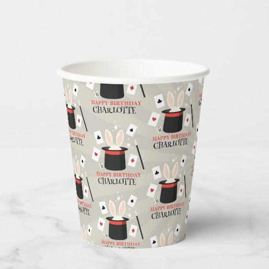 Gobelets En Papier Magicien Show Magicien Enfants Anniversaire Nom pe (Recto)