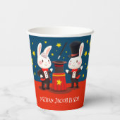Gobelets En Papier Magiciens de lapins mignons sur scène Anniversaire (Verso)