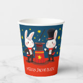 Gobelets En Papier Magiciens de lapins mignons sur scène Anniversaire (Recto)