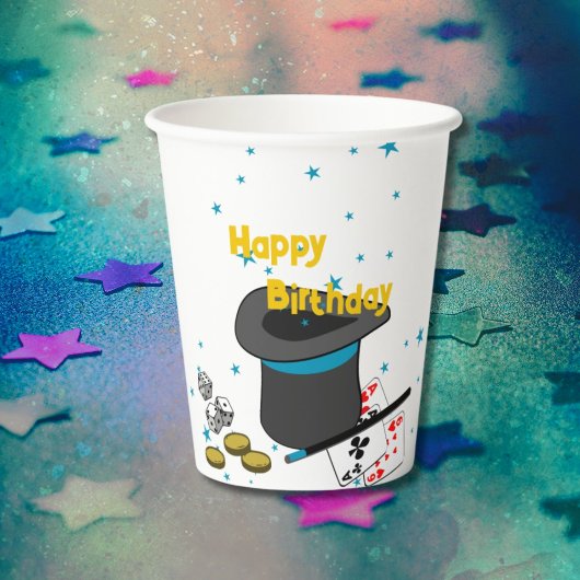 Gobelets En Papier Magie Show Black Blanc Bleu Fête d'anniversaire