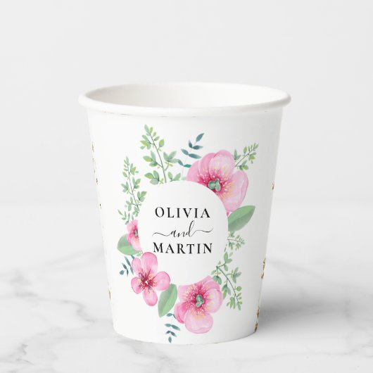 Gobelets En Papier Magique Élégante Coupes en papier Mariage floral b (Recto)