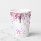 Gobelets En Papier Magique Floral Wisteria Butterly Anniversaire de e (Verso)