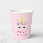 Gobelets En Papier Magique Unicorne Anniversaire Coupes de papier de  (Verso)