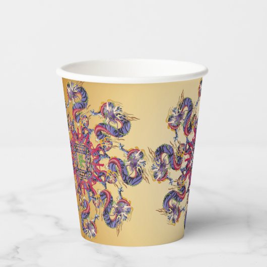 Gobelets En Papier Mah Jongg Dragon Année Coupes de papier (Recto)