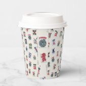 Gobelets En Papier MahJong tuiles sur badge pastel arrière - plan (Gauche)