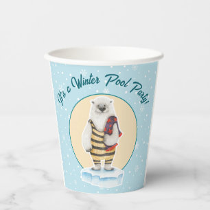 Gobelets En Papier Maillot de bain Ours Polaire Fête de Piscine en Hi