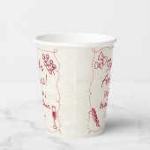 Gobelets En Papier Main tiré Retro Rouge Italien Décontracté Bridal B (Droite)