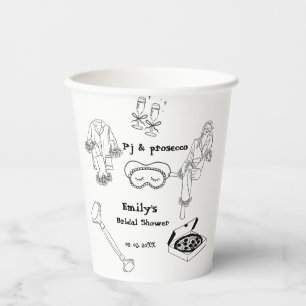 Gobelets En Papier Main Tirée Pj Et Fête des mariées Du Procureur