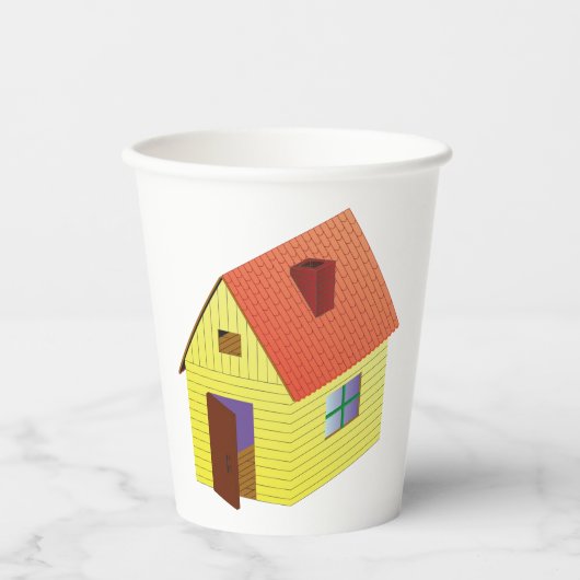 Gobelets En Papier Maison à granges jaunes (Recto)