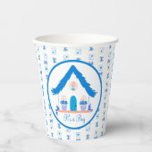 Gobelets En Papier Maison bleue personnalisée C'est un Baby shower ga (Recto)