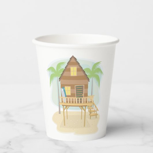 Gobelets En Papier Maison de plage (Recto)