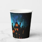 Gobelets En Papier Maison hantée d'Halloween éffrayant (Verso)