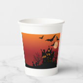Gobelets En Papier Maison Hantée éffrayante Halloween nuit (Recto)