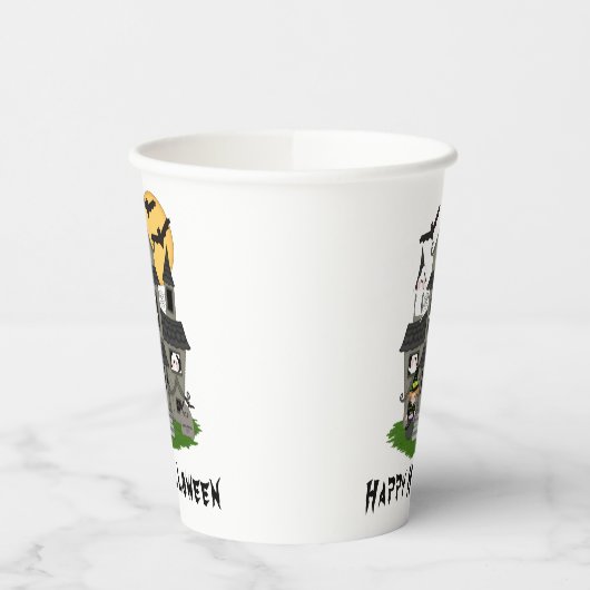 Gobelets En Papier Maison hantée et petite sorcière (Gauche)